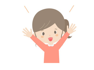 A girl who rejoices with both hands.