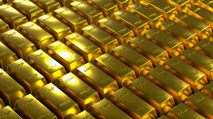 Obraz premium Gold bars in bank vault. Storage. 3d render