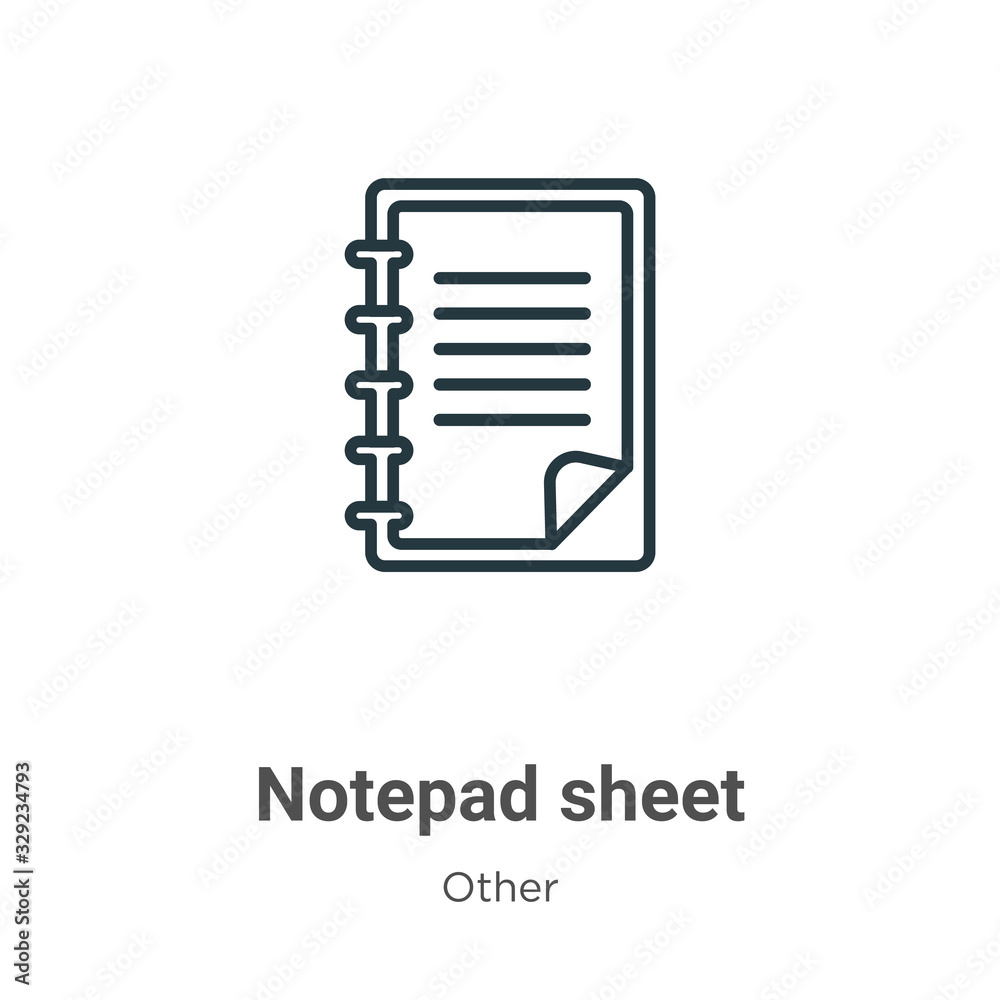 Poster notepad sheet outline vector icon. thin line black notepad sheet icon, flat vector simple element il