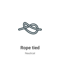 Rope tied outline vector icon. Thin line black rope tied icon, flat vector simple element illustration from editable nautical concept isolated stroke on white background
