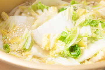 白菜と鍋　料理　ヘルシー　diet グツグツ　湯気