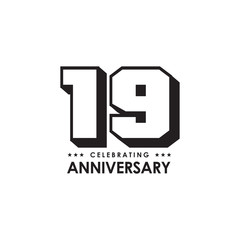 19th year anniversary logo design vector template