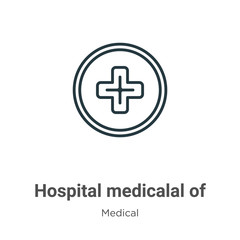 Obraz premium Szpital medyczny krzyża w ikonę wektor zarys koła. Cienka linia czarny szpital medyczny krzyż w ikonie koła, płaski wektor prosty element ilustracji z edytowalnej koncepcji medycznej