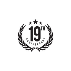 19th year anniversary logo design vector template
