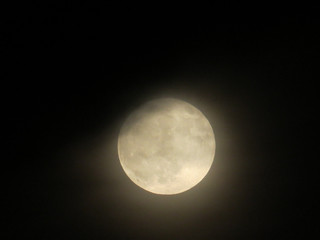 Full moon behind the clouds