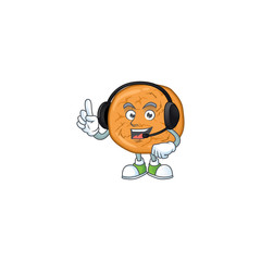 An attractive molasses cookies mascot character concept wearing headphone