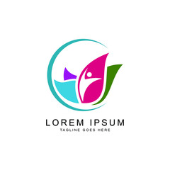 leaf people logo template