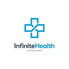 Infinity Health logo designs concept vector, Infinity and Plus Logo designs symbol vector concept