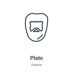 Plato outline vector icon. Thin line black plato icon, flat vector simple element illustration from editable greece concept isolated stroke on white background