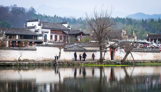 Panorama view at Hongcun ancient village is one of the Unesco world heritage of China.