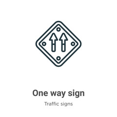 One way sign outline vector icon. Thin line black one way sign icon, flat vector simple element illustration from editable traffic signs concept isolated stroke on white background