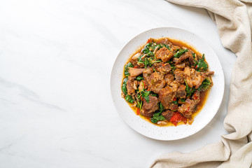 stir-fried crispy pork belly and basil
