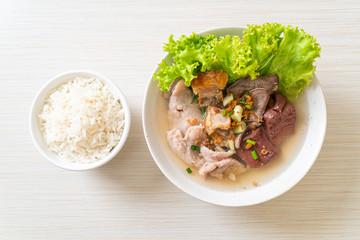 pork's entrails and blood jelly soup with rice