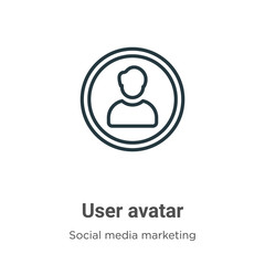 User avatar outline vector icon. Thin line black user avatar icon, flat vector simple element illustration from editable social concept isolated stroke on white background