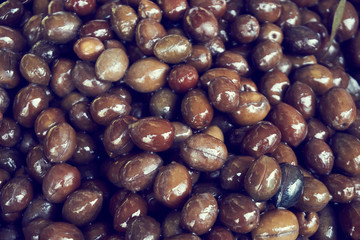 Fresh and organic olives in the local market