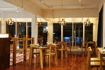 Wooden table arrangement and decorating idea in Asian style