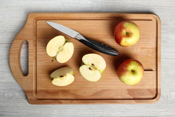 Apples on cutting board