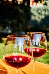 Two Glasses of Fresh Red Wine for Celebration