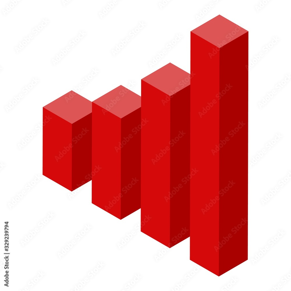 Poster red graph chart icon. isometric of red graph chart vector icon for web design isolated on white back