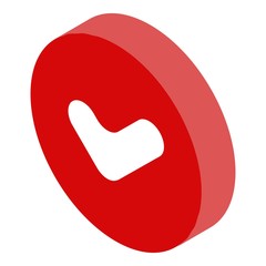 Red approved icon. Isometric of red approved vector icon for web design isolated on white background