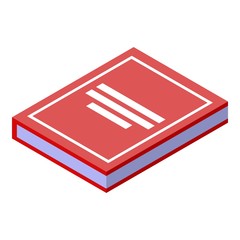 Red book icon. Isometric of red book vector icon for web design isolated on white background