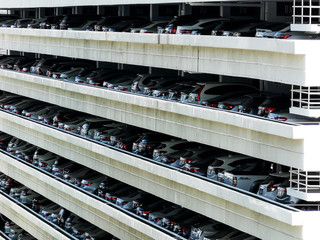 Many car in multilevel of Car parking garage: concept of eco world, traffic and automation industry