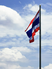 Waving Thai flag with sky background