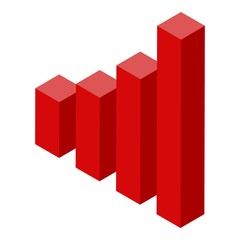 Red graph chart icon. Isometric of red graph chart vector icon for web design isolated on white background
