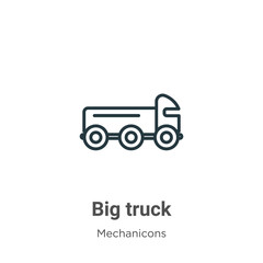 Big truck outline vector icon. Thin line black big truck icon, flat vector simple element illustration from editable mechanicons concept isolated stroke on white background