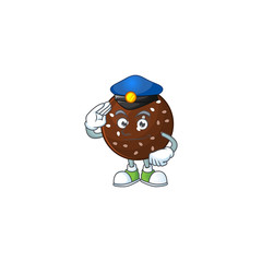 A cartoon of chokladboll dressed as a Police officer