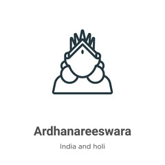 Ardhanareeswara outline vector icon. Thin line black ardhanareeswara icon, flat vector simple element illustration from editable india concept isolated stroke on white background