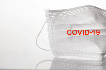 protective white mask for covid-19 virus protection medical health science background