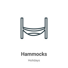 Hammocks outline vector icon. Thin line black hammocks icon, flat vector simple element illustration from editable holidays concept isolated stroke on white background