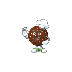A picture of chokladboll cartoon character wearing white chef hat
