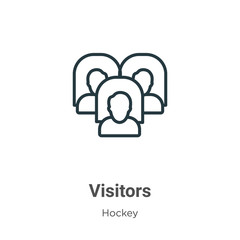 Visitors outline vector icon. Thin line black visitors icon, flat vector simple element illustration from editable hockey concept isolated stroke on white background