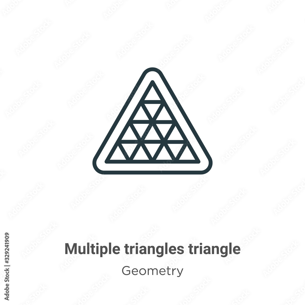 Poster multiple triangles triangle outline vector icon. thin line black multiple triangles triangle icon, f