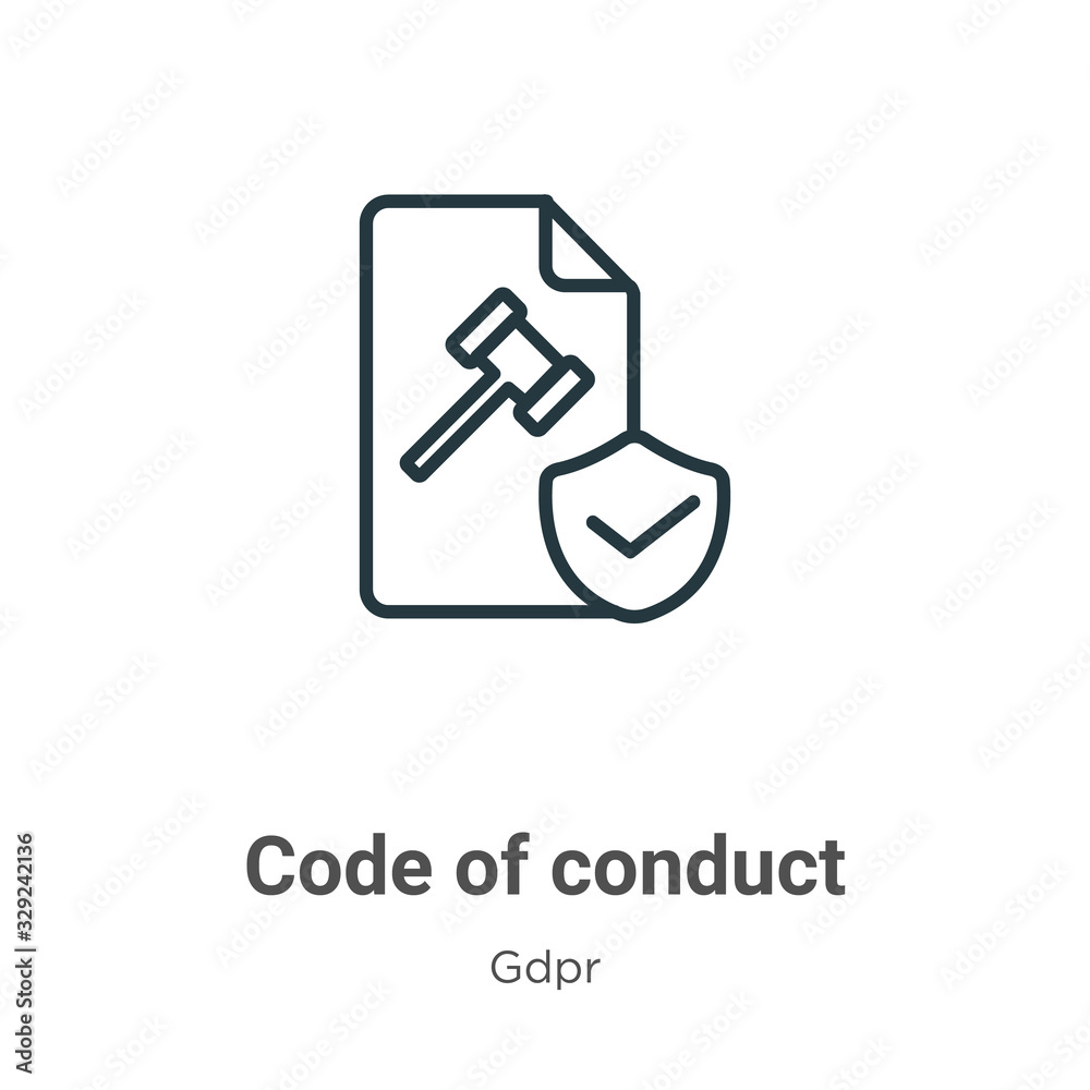 Poster code of conduct outline vector icon. thin line black code of conduct icon, flat vector simple elemen