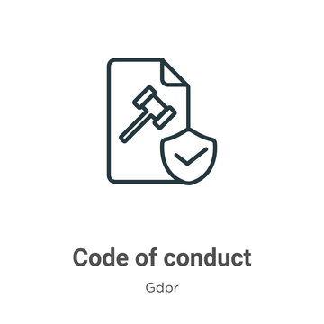 Code of conduct outline vector icon. Thin line black code of conduct icon, flat vector simple element illustration from editable gdpr concept isolated stroke on white background