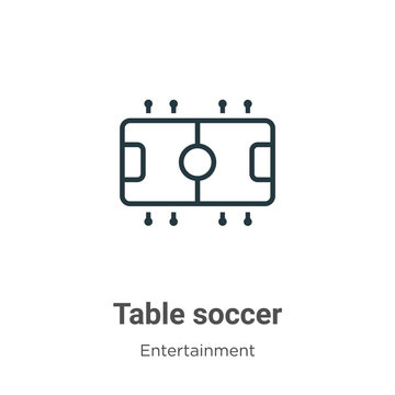 Table soccer outline vector icon. Thin line black table soccer icon, flat vector simple element illustration from editable entertainment concept isolated stroke on white background