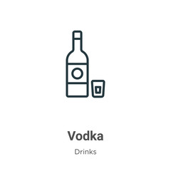 Fototapeta na wymiar Vodka outline vector icon. Thin line black vodka icon, flat vector simple element illustration from editable drinks concept isolated stroke on white background