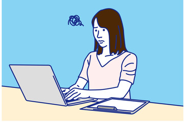 ノートパソコンで仕事をする女性