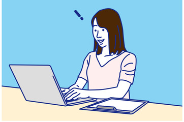 ノートパソコンで仕事をする女性
