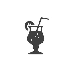 Sex on the Beach cocktail vector icon. filled flat sign for mobile concept and web design. Cocktail glass with lime and straw glyph icon. Symbol, logo illustration. Vector graphics