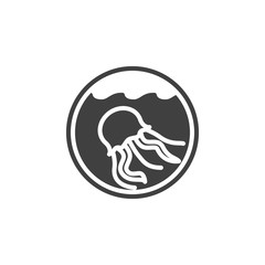 Jellyfish sign vector icon. filled flat sign for mobile concept and web design. Jelly fish underwater glyph icon. Symbol, logo illustration. Vector graphics
