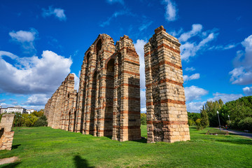 The Acueducto de los Milagros, Miraculous Aqueduct in Merida, Extremadura, Spain