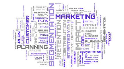 Fototapeta na wymiar Blue word collage concept. Marketing modern word cloud illustration