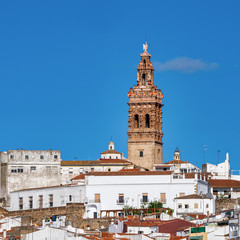 Fototapeta na wymiar Bell tower of Saint Michael in Jerez de los Caballeros, province Badajoz, Spain