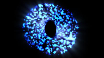 Abstract Glowing Ring Loop Spheres Twisting in Mobius Prism Shape - Abstract Background Texture