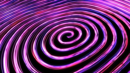 Glowing Neon Light Line Trails Rotate Spin in Spiral Vortex Swirl - Abstract Background Texture