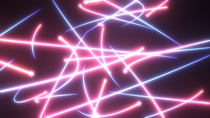 Obraz premium Flying Shining Star Particles with Glowing Neon Energy Stream Lines - Abstract Background Texture